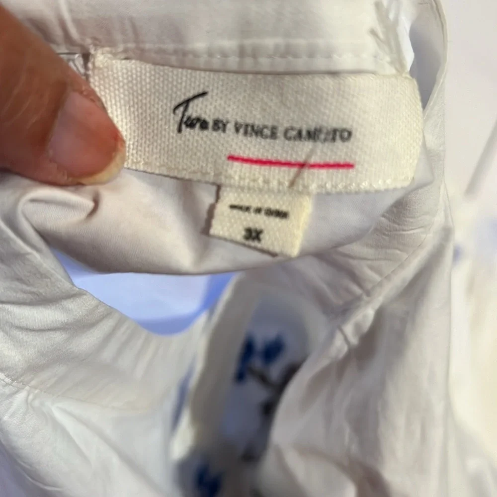 Two by Vince Camuto Long Sleeve Embroidered Bubble Sleeve Button Down Shirt 3X - Picture 8 of 8